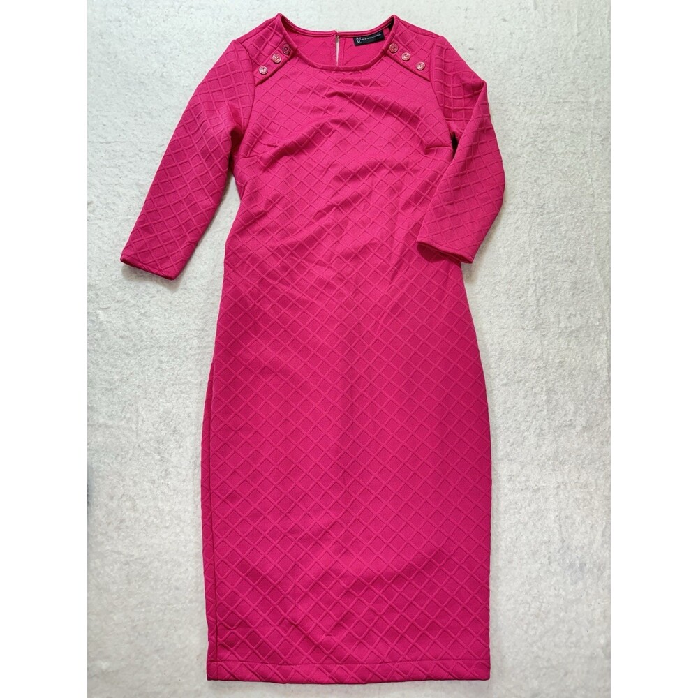 New York & Company Dress Medium Pink Button Accent Tie Back Or Front NWT